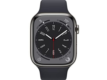 Apple Watch Series 8 GPS + Cellular 45mm Graphite Stainless Steel Case w Midnight Sport Band - S M (2022) Hot on Sale