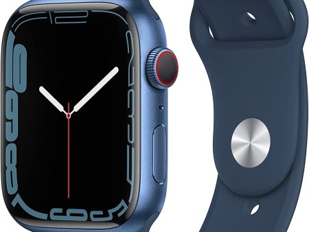 (Open Box) Apple Watch Series 7 GPS + Cellular, 45mm Blue Aluminum Case with Abyss Blue Sport Band Cheap