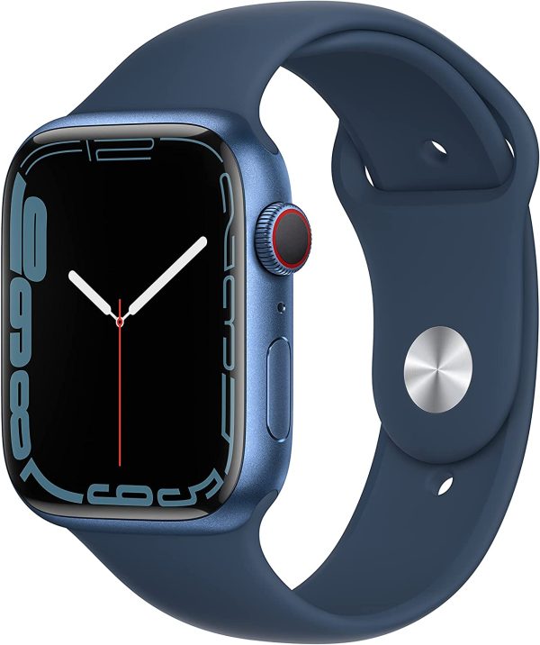 (Open Box) Apple Watch Series 7 GPS + Cellular, 45mm Blue Aluminum Case with Abyss Blue Sport Band Cheap