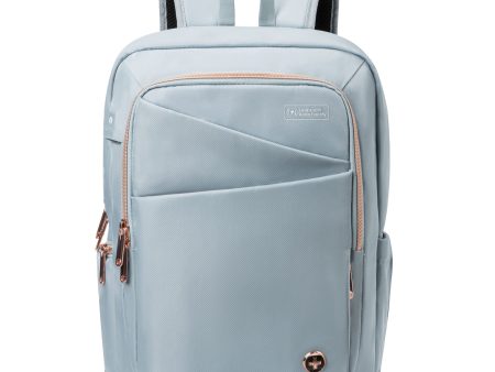 Swissdigital Katy Rose Teal Blue Computer Backpack with Built In Apple Find My For Sale