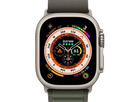 Apple Watch Ultra GPS + Cellular, 49mm Titanium Case w Green Alpine Loop - Small (2022) Hot on Sale