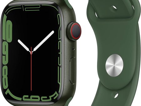 Apple Watch Series 7 GPS + Cellular, 45mm Green Aluminum Case with Clover Sport Band Online Sale