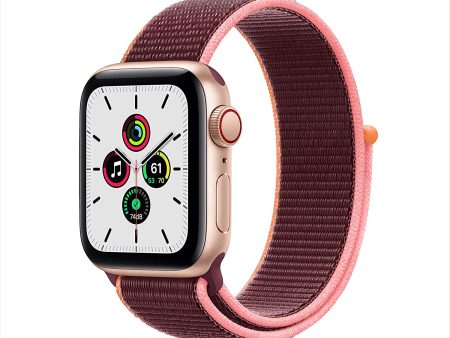 (Open Box) Apple Watch SE GPS + Cellular 40mm Gold Aluminum w Plum Sport Loop Supply