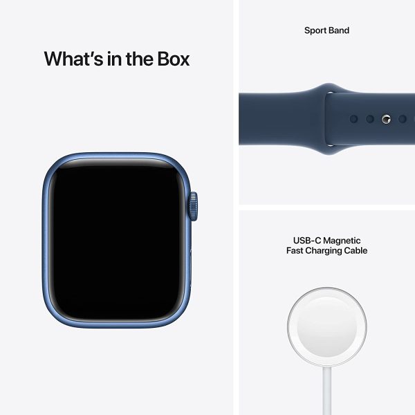 (Open Box) Apple Watch Series 7 GPS, 41mm Blue Aluminum Case with Abyss Blue Sport Band For Sale