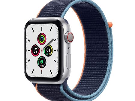 (Open Box) Apple Watch SE GPS + Cellular 44mm Silver Aluminum w Deep w Deep Navy Sport Bandort Loop on Sale