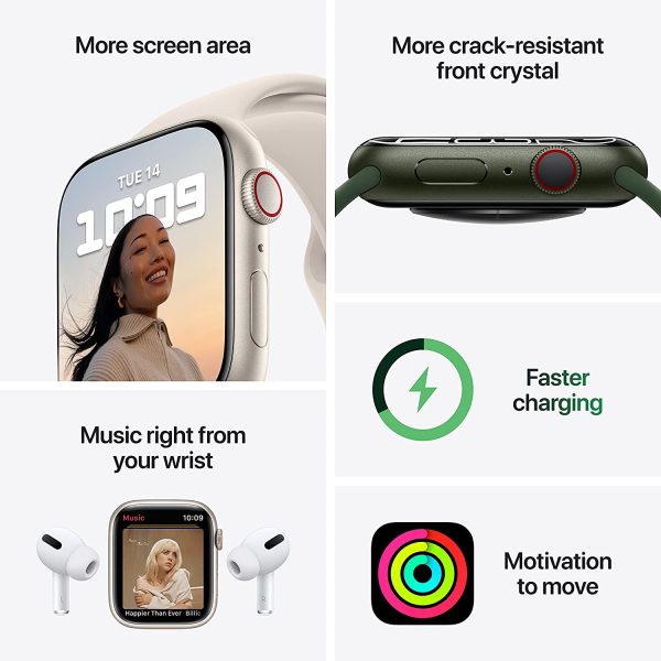 Apple Watch Series 7 GPS, 45mm Green Aluminum Case with Clover Sport Band Discount