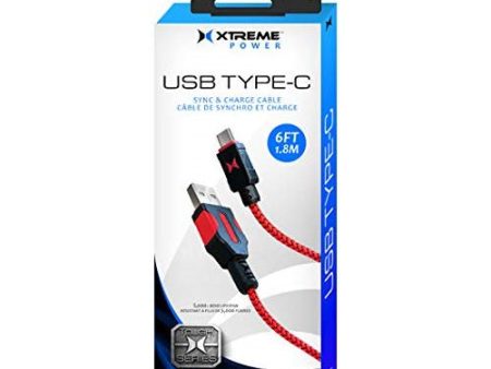 Xtreme Cables USB-C Tough Cable 6ft - Black & Red Online Hot Sale