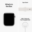 Apple Watch Series 8 GPS + Cellular 45mm Silver Stainless Steel Case w White Sport Band - S M (2022) Online now