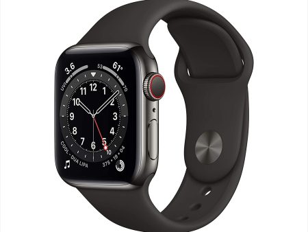 (Open Box) Apple Watch Series 6 GPS + Cellular 40mm Graphite Stainless Steel w Black Sport Band Sale