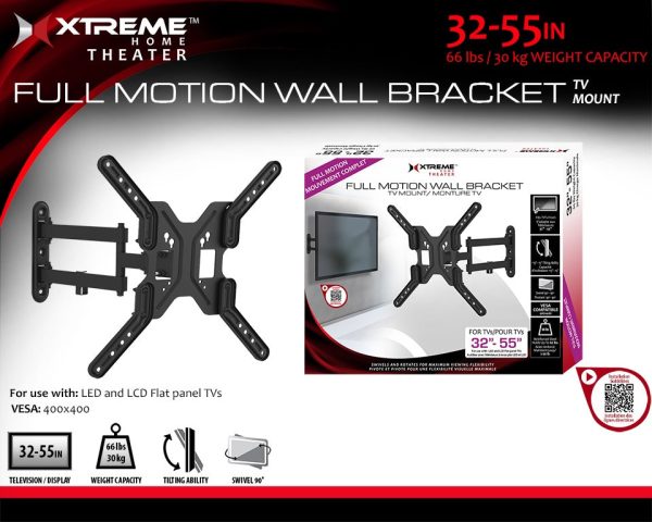 Xtreme Full Motion Wall Bracket TV Mount, 32in - 55in Discount