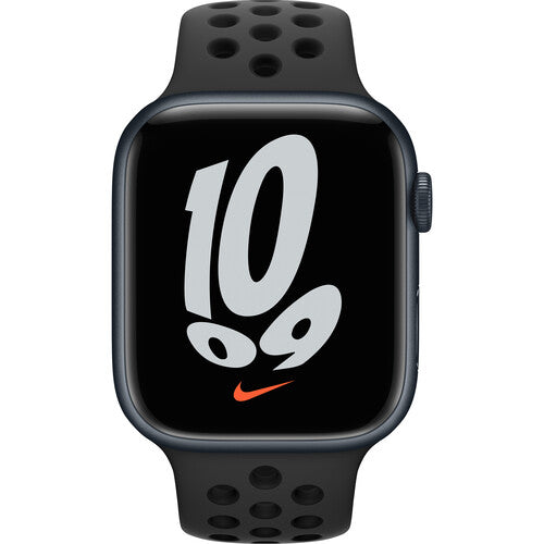 Apple Watch Nike Series 7 GPS + Cellular, 45mm Midnight Aluminum Case with Anthracite Black Nike Sport Band For Sale