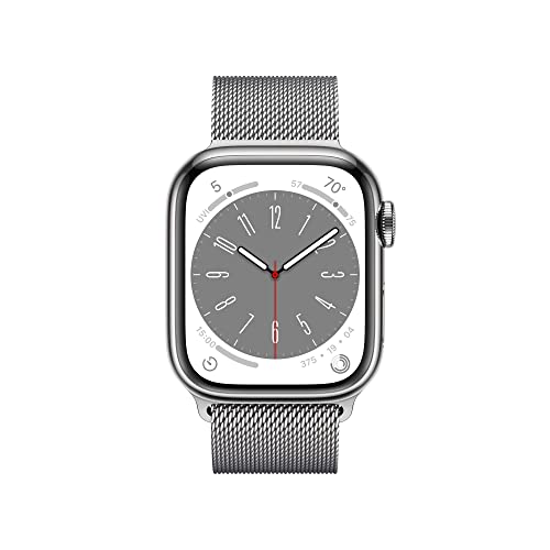 (Open Box) Apple Watch Series 8 GPS + Cellular 41mm Silver Stainless Steel Case w Silver Milanese Loop (2022) Fashion