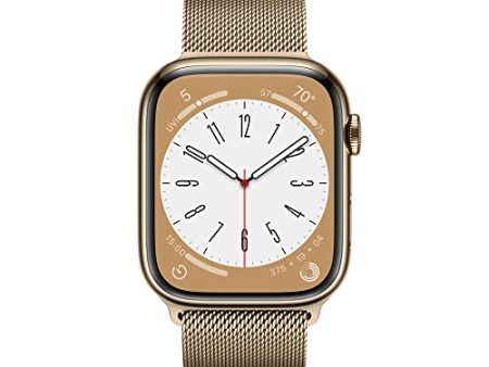 Apple Watch Series 8 GPS + Cellular 45mm Gold Stainless Steel Case w Gold Milanese Loop (2022) Discount