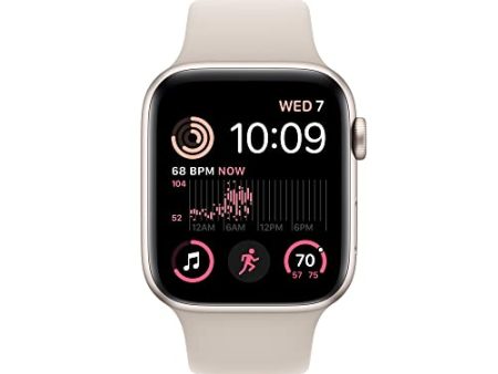 (Open Box) Apple Watch SE GPS 44mm Starlight Aluminum Case w Starlight Sport Band - S M (2022) Fashion