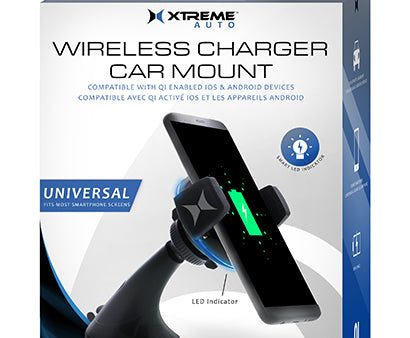 Xtreme Cables Qi Car Charger Suction Phone Mount, Black For Cheap