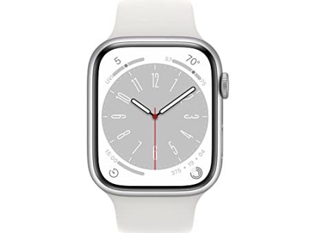 Apple Watch Series 8 GPS + Cellular 45mm Silver Aluminum Case w White Sport Band - S M (2022) Fashion