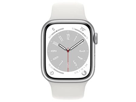 Apple Watch Series 8 GPS + Cellular 41mm Silver Aluminum Case w White Sport Band - M L (2022) Sale