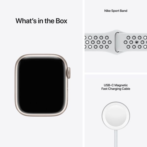 Apple Watch Nike Series 7 GPS + Cellular, 41mm Starlight Aluminum Case with Pure Platinum Black Nike Sport Band Online now