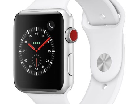 Apple Watch Series 3 GPS + Cellular 42mm Silver Aluminum, White Sport Band Fashion