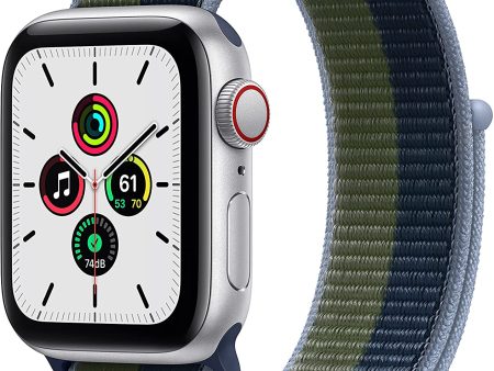 (Open Box) Apple Watch SE GPS + Cellular, 40mm Silver Aluminum Case with Abyss Blue Moss Green Sport Loop Online