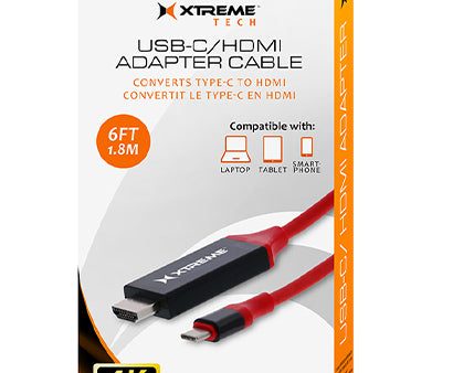 Xtreme Cables 6ft. USB Type C to HDMI Adapter Cable, Red Fashion