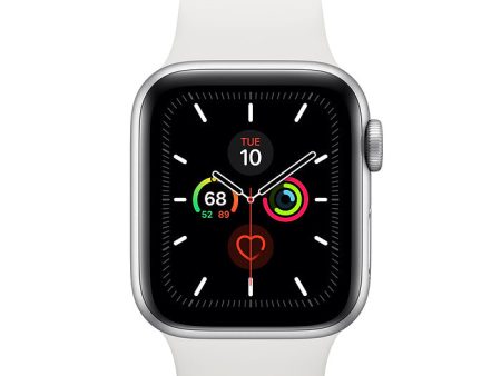 (Open Box) Apple Watch Series 5 GPS, 40mm Silver Aluminum Case with White Sport Band - MWV62LL A on Sale